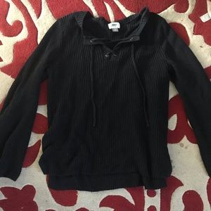 Navy blue knit women’s top